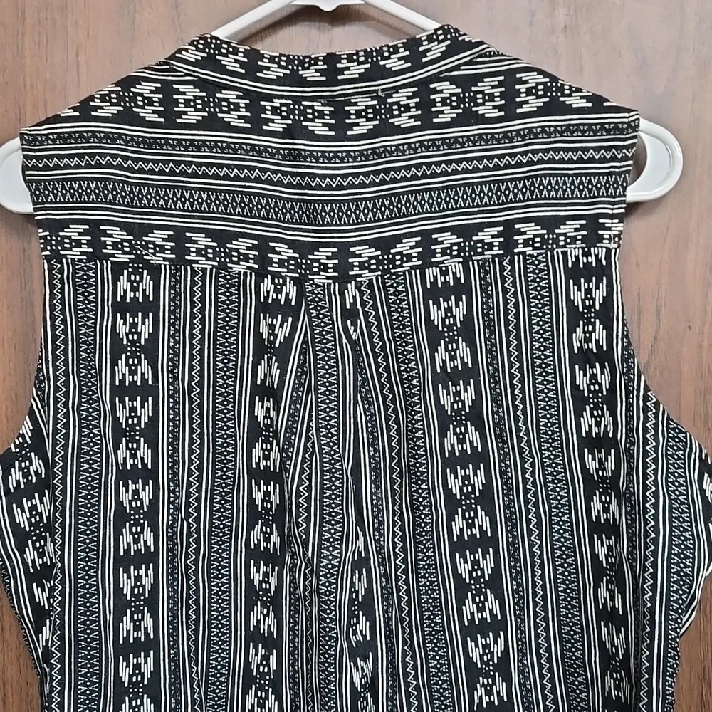 Weatherproof Vintage Size S Black White Linen Blend Button Down Sleevele… - Picture 5 of 10